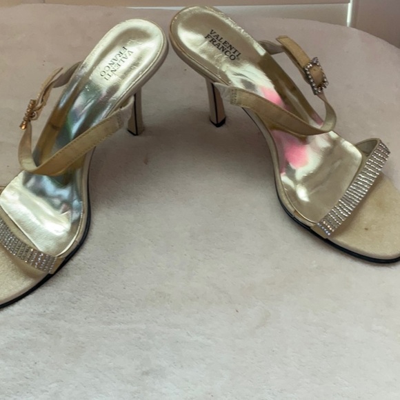 Valenti Franco Gold Heels with Rhinestone Embellishments - Picture 5 of 12
